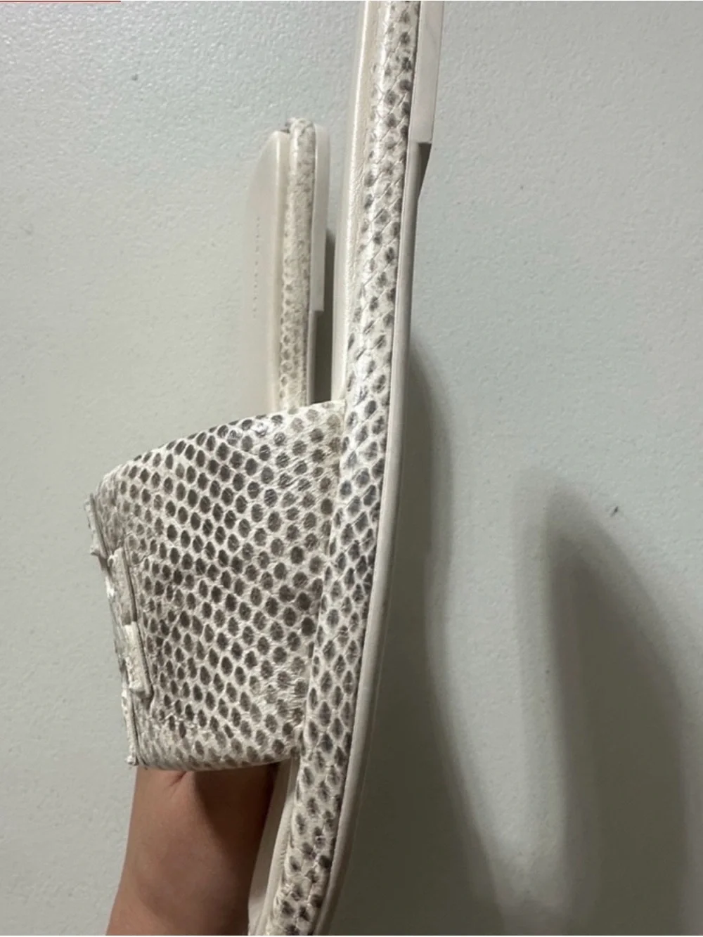 Tory Burch Ivory Snake-Embossed Slide Mules